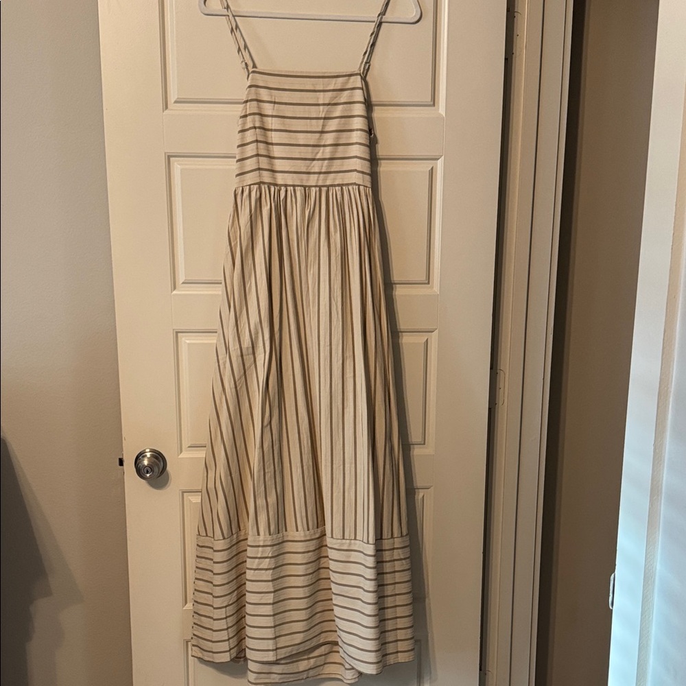 Source Unknown Beige Striped Casual Dress